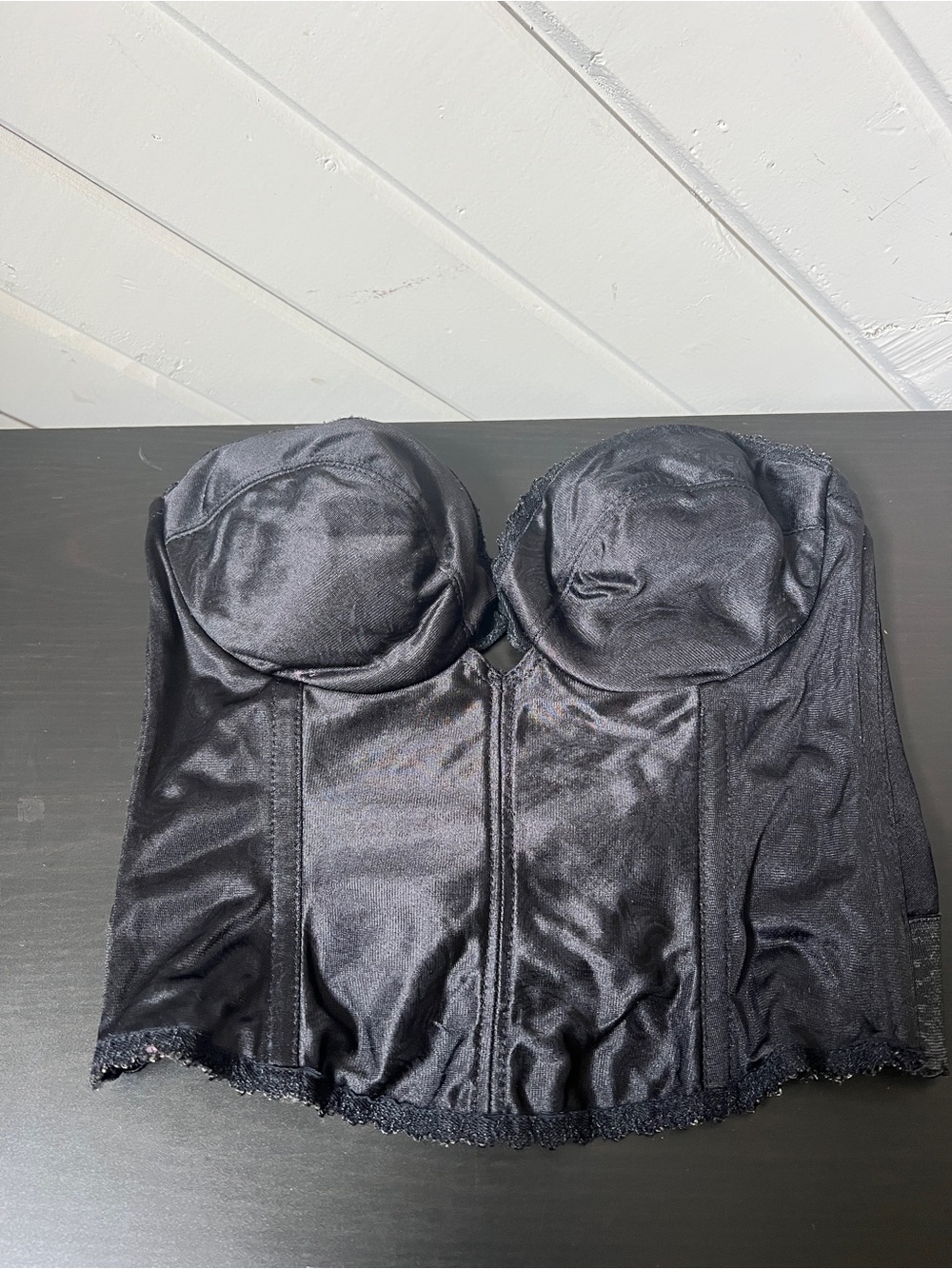 Vintage Black Strapless Bustier Corset Top - Size 34C